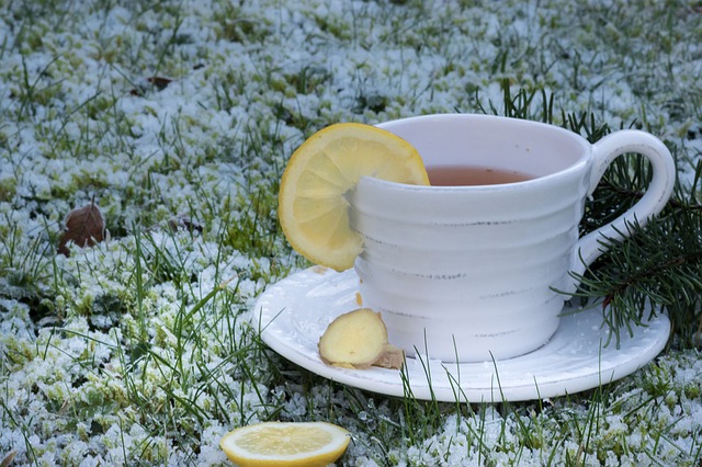 zázvorový čaj v šálku s citronem